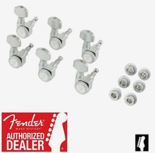 Fender Locking "F" Tuners Brushed Chrome 6-Inline 2 Pin Strat Tele 099-0818-000