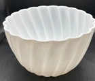 Vintage MCM Hazel Atlas Milk Glass Alpine White Swirl Punch Bowl