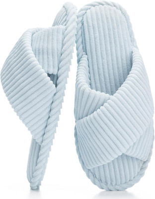 Damen Hausschuhe mit Memory Foam rutschfest offen Zehen Querriemen-Schleife