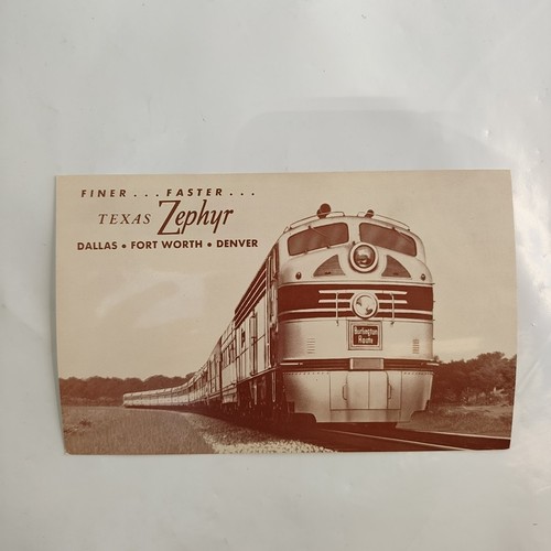 Texas Zephyr Train Postcard Burlington Route Dallas Fort Worth Denver 1950s Vtg - Picture 5 of 5