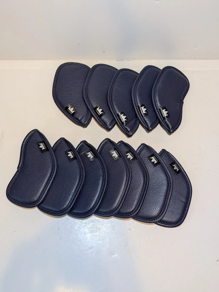 Juego de 12 fundas de cuero para cabeza de hierro para golf Craftsman Golf bordadas azul oscuro Foto 4 de 4