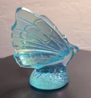 Fenton Art Glass Butterfly Figurine Blue Iridescent