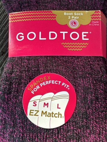 GOLD TOE Girls EZ Match 2 Pack Boot Socks Pink and Black Kids Size Large 2-10.5 - Picture 2 of 8