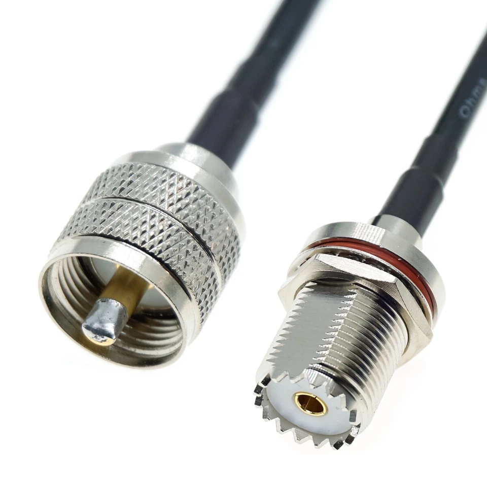RG58 Coax UHF Male PL259 to SO239 Female Nut connector Lot radio coaxial cable - Image 1 of 1