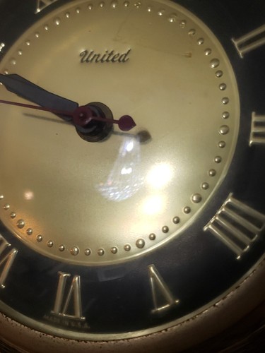 Vintage Mid Century 1960s United Large Brass Lattice Gold Leaf Wall Clock 350 - Picture 15 of 24