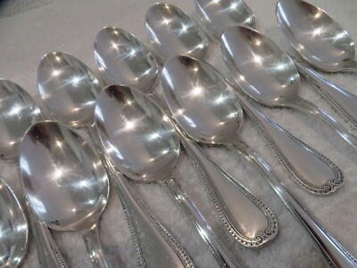 Vintage 1990 silver-plated 9 soup spoons Christofle Malmaison 20,7cm