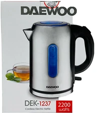 Daewoo DEK1237 220 Volt Stainless Steel Cordless Kettle 220V Not For USA
