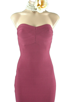 BEBE strapless dress XS bandage burgundy Red Fitted cocktail Formal sheath  227 | eBay