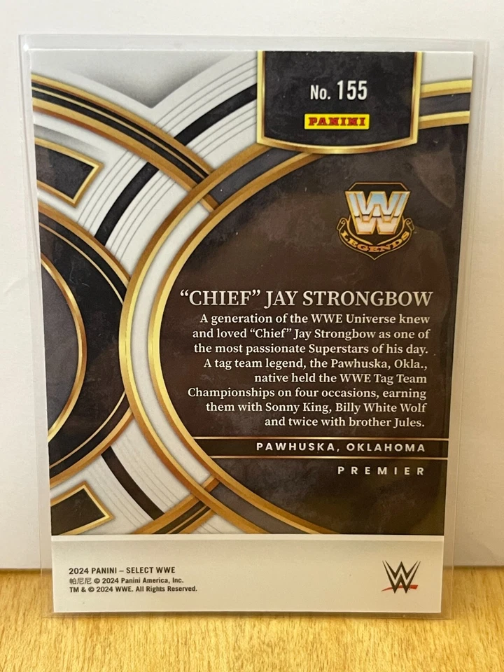 2024 Panini Select WWE #155 Chief Jay Strongbow Premier Blue & Red Prizm - Image 2 of 2