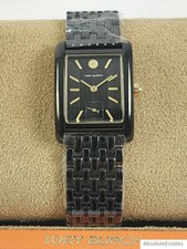 NEW Tory Burch Black & Gold Eleanor Ladies Watch TBW1071 Logo NIB +Box