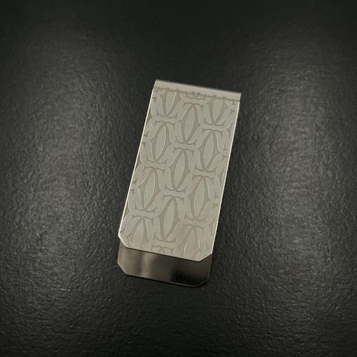 Cartier Money Bill Clip Wallet Holder 2C Logo Metal Silver Used with Box - Picture 2 of 12