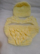 New 3 pc Baby Chicken Costume Infant Photo Prop Outfit Handmade Crocheted