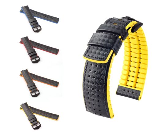 DEER Performance Watch Strap "Ayrton", 20-24 mm, Black, New! - Picture 1 of 18