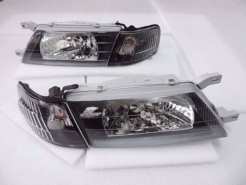 Faros + lámparas de esquina para Nissan Sentra B14 200SX SE-R 1995 1996-1999 - negro - Imagen 3 de 8