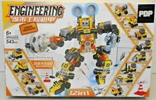 STEM Kids Engineering 543pcs Transformer Car Truck Building Brick Block Toy Set