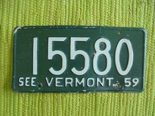 1959 See Vermont License Plate VT 59 Tag I5580