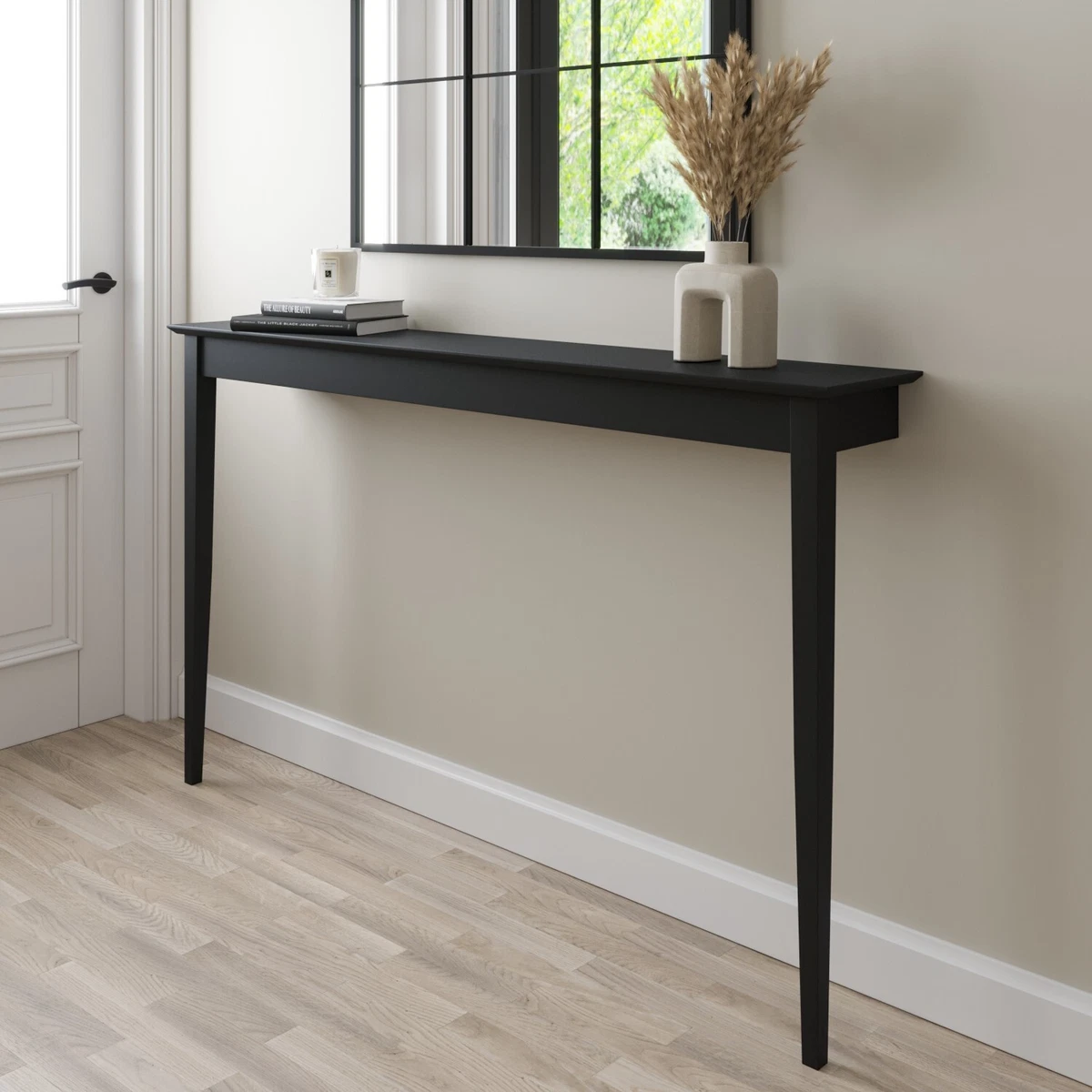 GRADE A1 Large Narrow Black Wall Mounted Console Table Ava A1 AAV003