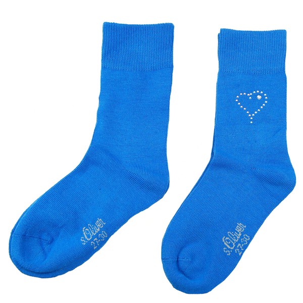 2 Paar S.Oliver Socken StrüMpfe Kinder MäDchen 2Er Pack Socken Blau Neu Gr.27-30-image