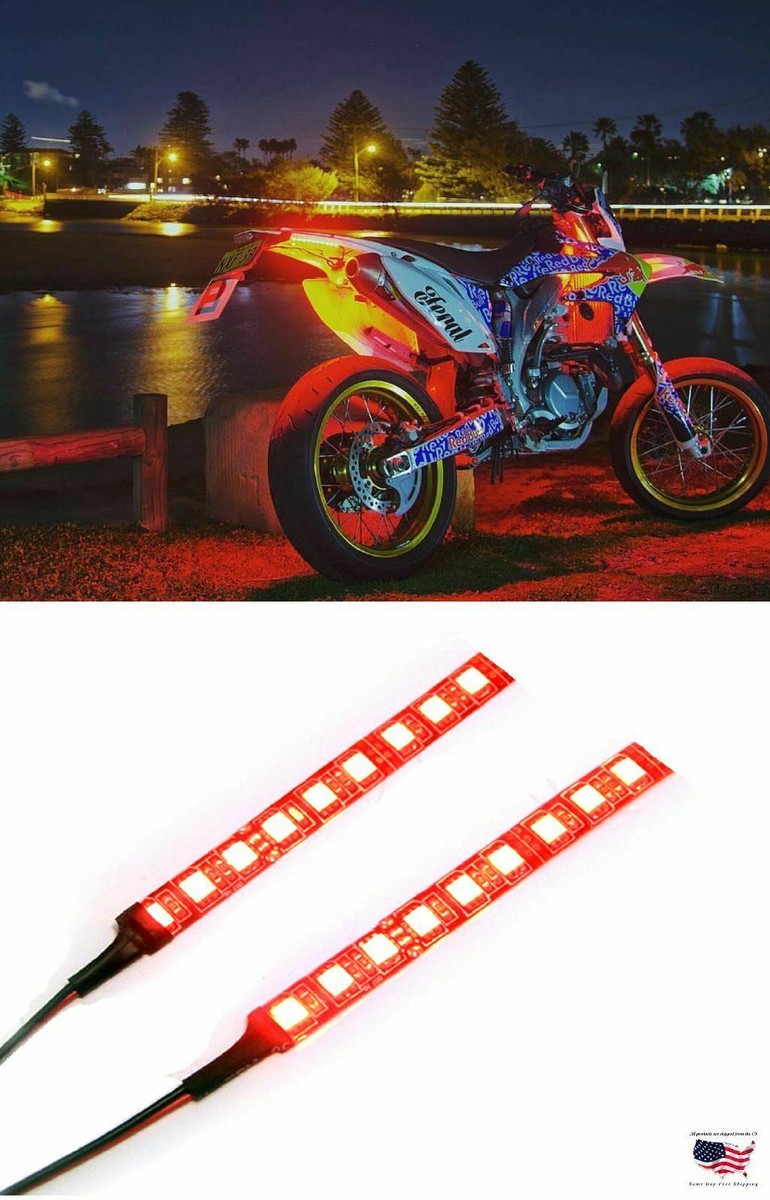 2x Red SuperMoto Motard LED Fender Brake Tail Light Turn Signal