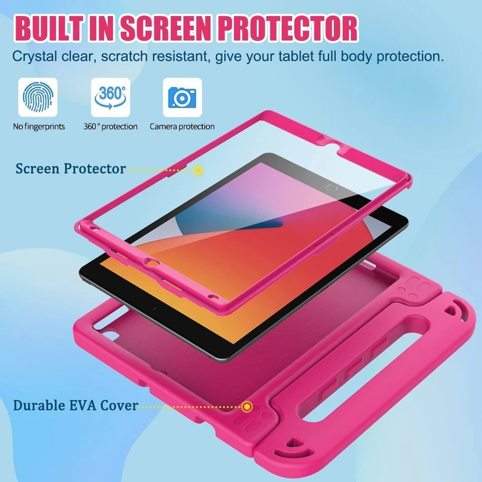 Kids Case for iPad 10.2" 9th 8th 7th Gn Case Cover Handle Stand Shockproof - Image 3 of 4