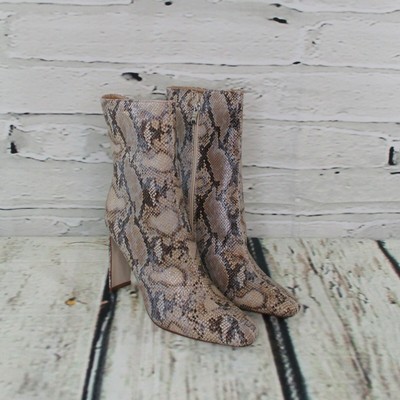 cream snakeskin booties