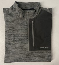 G.H. Bass Mens 1/4 Quarter Zip Fleece Pullover Pocket LARGE GRAY Mixed LIGHTWEIG