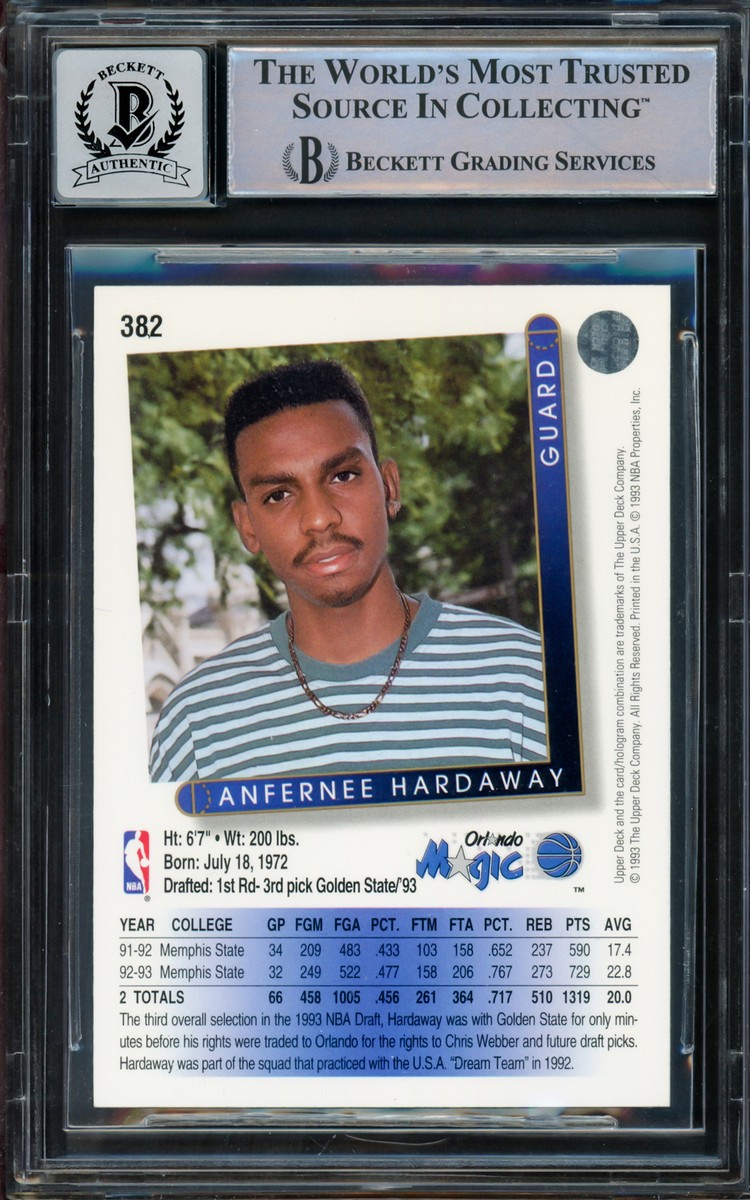 Anfernee Hardaway Signed 1993-94 Upper Deck RC 382 Magic Auto GM 