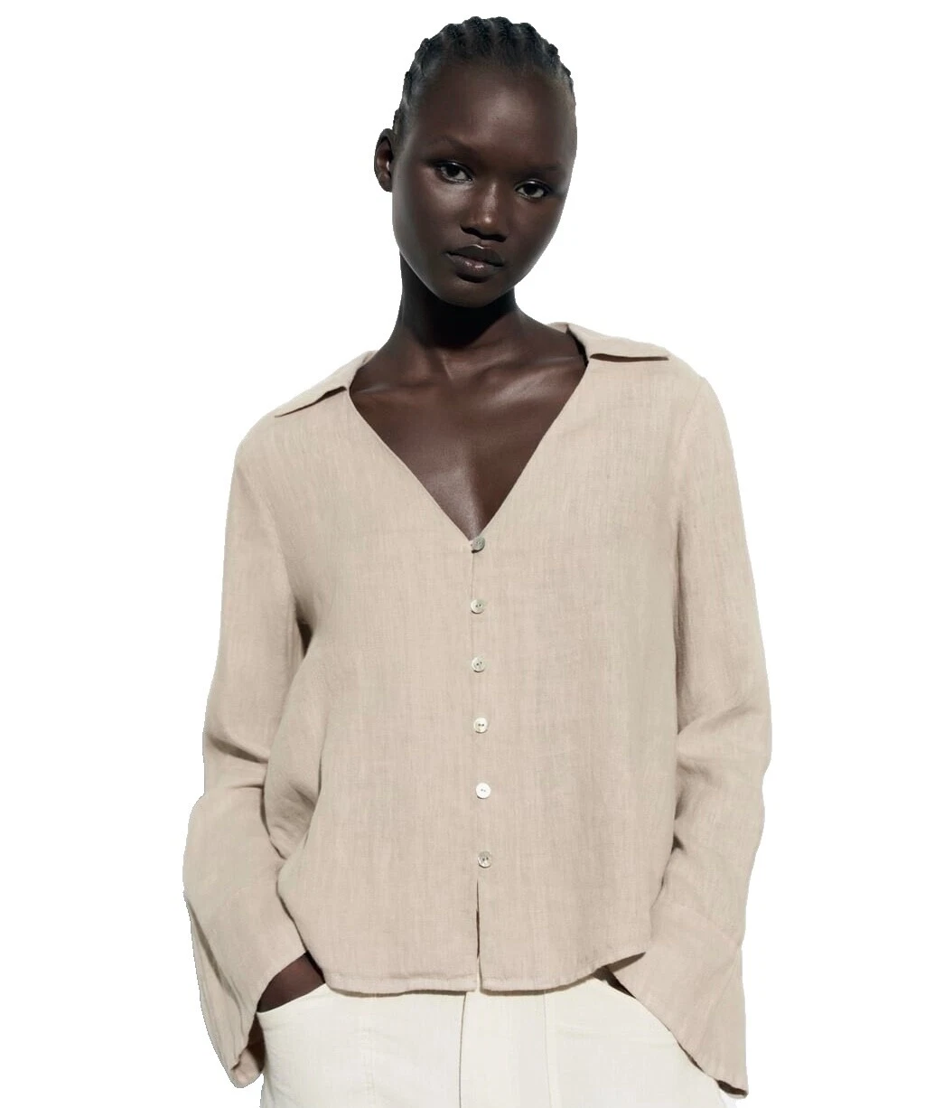 Повседневные топы льняные для женщин Zara