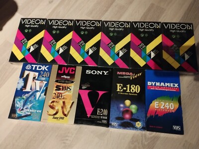 11 x Videocassetten, Original verpackt, Sony, TDK, JVC, Dynamex, Videon, MegaVie