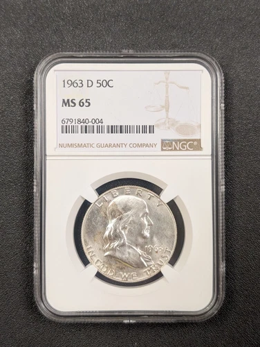 1963-D MS 65 Franklin Half Dollar NGC 50c - Slightly Toning On Obverse - Benji