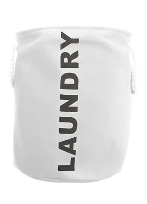 Wäschesack Laundry in Weiß Wäschekorb in Leinenoptik mit Kordelgriff