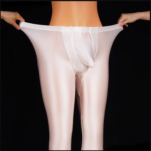 New Men Shiny Glossy Oil Pants Satin Breathable Elastic Waist Yoga Sports Tights - Picture 16 of 25
