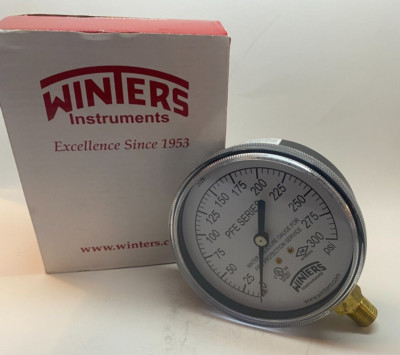 WINTERS 3-1/2'' Fire Sprinkler Systems Pressure Gauge (0 - 300 PSI) - 1/4'' NPT -