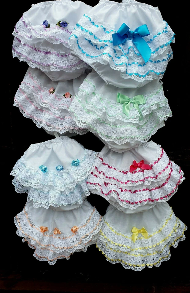 DREAM GIRLS ROMANY FRILLY KNICKERS 0-4 years various multi lace or REBORN dolls