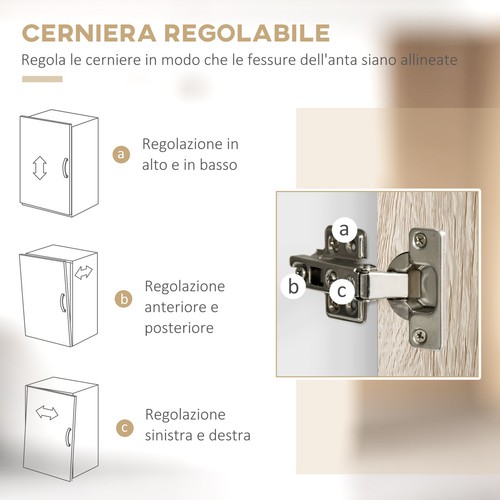 HOMCOM Mobile Buffet Dispensa Cucina, Ante Cassetti Vani Aperti, Bianco e Legno - Foto 9 di 10