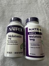NEW Natrol Melatonin 1 mg Tablets 2 Bottles, 180 Tablets/Bottle