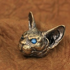 Ciondoli punk uomo in ottone Sphynx gatto occhi blu BR113D JP