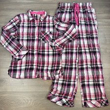 Victoria's Secret Flannel Pajamas Set Button Top  Bottom Women's Small Long
