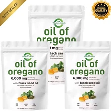 Oil of Oregano Softgels with Black Seed Oil - 6000mg Oregano Oil { Pack of 3 }