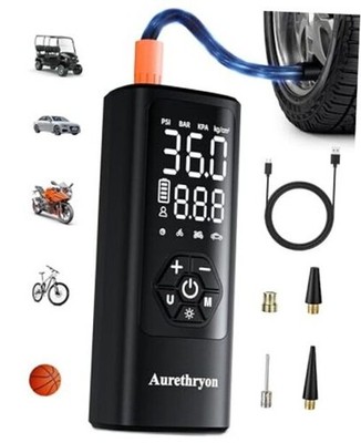 Tire Inflator Portable Air Compressor with Gauge, 150 PSI Mini Cordless White