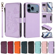 Zipper Leather Wallet Card Flip Case For iPhone 17 Pro Max 16 15 14 13 12 11 Air