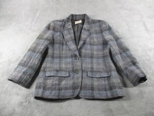 Vintage Pendleton Blazer Womens 10 Gray Plaid 100 Wool Lined Made USA 80s