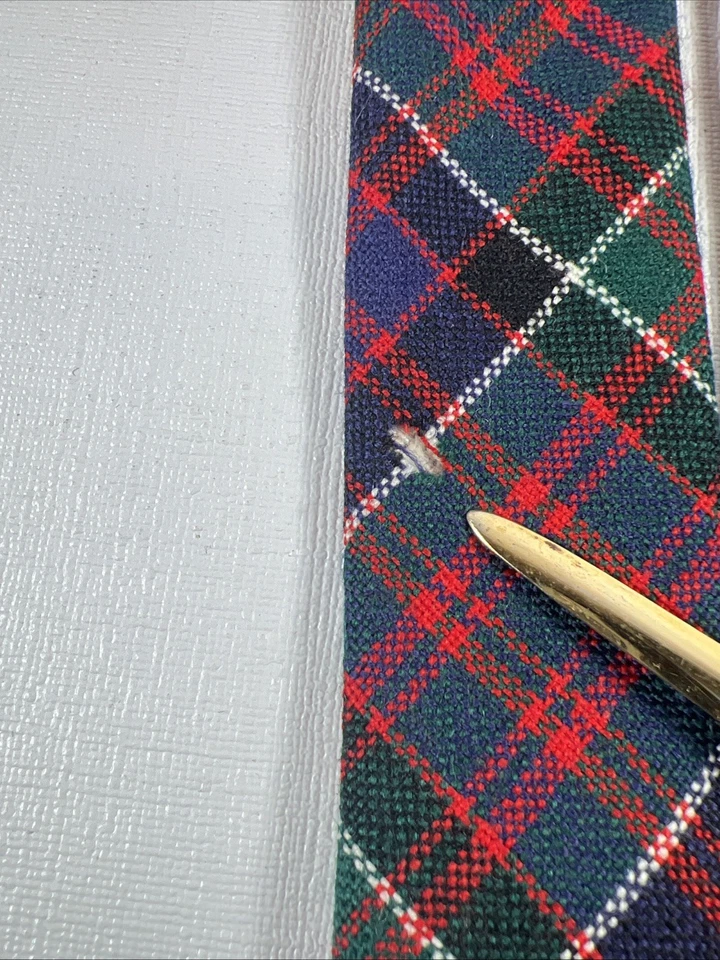 Vintage Tartan Plaid Wool Tie 1970s Made in Scotland Necktie Red/Green/Blue - Image 3 of 4