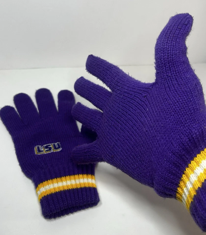 Luvas de inverno/outono NCAA LSU Tigers College SEC. Roxo e dourado. Desgaste de aquecimento. - Imagem 4 de 4