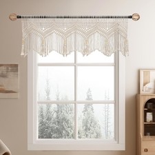 Macrame Valances for Windows, Boho Kitchen Macrame Curtains
