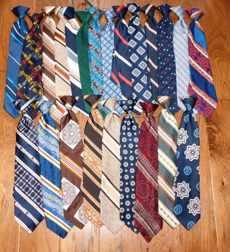 VNTG! LOT 23 Men's Clip-On Neck Ties Wembley Wemblon Snapper++ 60's 70's  WOW!! - Image 3 of 4