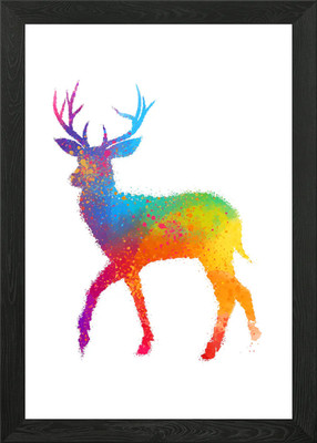 Hirsch im Farbverlauf Lux gerahmtes Wandbild Poster Leinwanddruck Bild