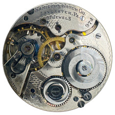 Antique 16s 1923 Hamilton 17J Mechanical Open Face Pocket Watch Movement 974 USA
