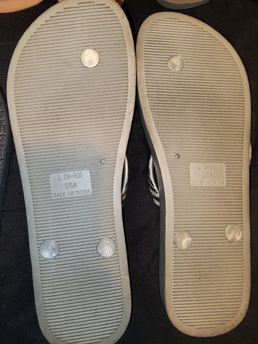 5 Flip Flop Sandals Silver Blk Glitter Large 9 10 Old Navy OP Tru Brown Orange - Picture 15 of 15