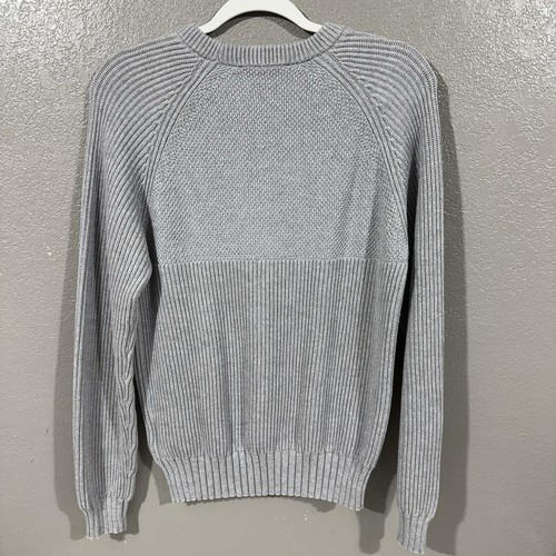 Belstaff Heavy Knit Cotton Bluish Gray Sweater Mens Size Small Ribbed - Picture 7 of 13